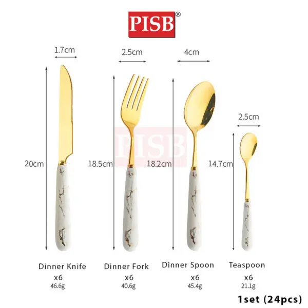 f5c61ae805c1c965f0892d3b35ed820c-1.jpeg WD1168 24Pcs Stainless Steel Nordic Cutleries Viral Sudu Kayangan Sudu Hotel Dinnerware Set Sudu Spoon Set