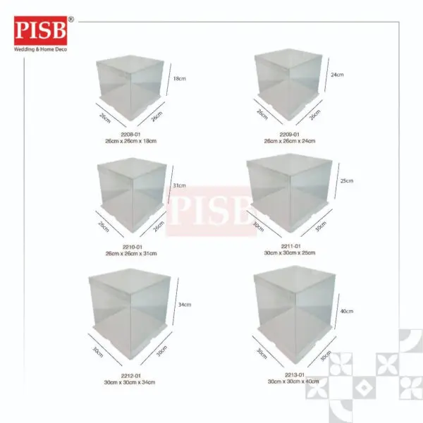 2208-2219 Square Round White Transparent Cake Box Kotak Kek Kotak Hantaran Birthday Gift Packaging Box Wedding Gift Box
