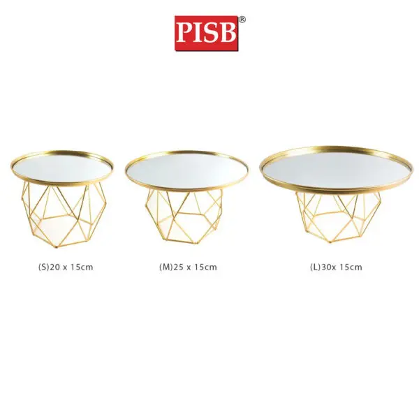 f71193e48ebab4e3f740d4a02f66046a-1.jpeg TP1014/15/16 Gold Geometric Metallic Mirror Top Gift Stand / Dulang Hantaran Perkahwinan