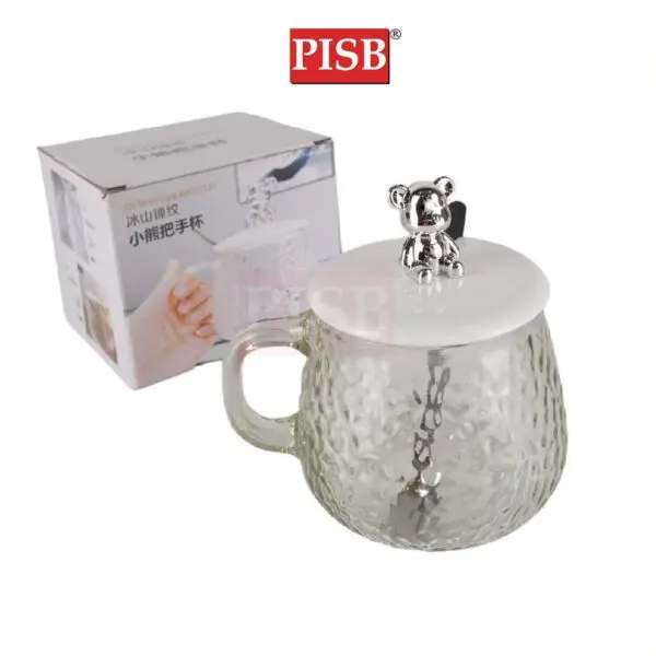 d4def61e63918b862d7c94fefdaadf37.jpeg 2130 (60Pcs/Ctn) Cute Ins Style Bear Glass Mug With Lid Office Water Cups Coffee Tea Mug Modern Doorgift Cawan Gelas Mug