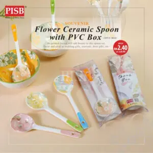ab2075f15228f119694752de39b11ec1.jpeg 2143 (20Pcs/Box) Souvenir Flower Design Ceramic Spoon With PVC Box Doorgift Sudu Seramik Wedding Gift Spoon (Mix Colour)
