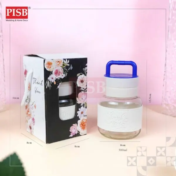 2147 (72Pcs/Ctn) 300ML Mini Bottle Souvenir With Floral Printed Handle Box Doorgift Mini Botol Cawan Air Bekas Kaca Mini