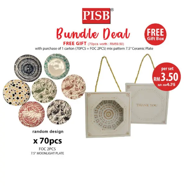 4abc044b6fea513279e66b6e0ba8508b.jpeg 0912 (70Pcs/Ctn + 2Pcs FOC) Bundle Deal 7.5" Ceramic Moonlight Plate / Set Doorgift Souvenir Pinggan Piring Murah