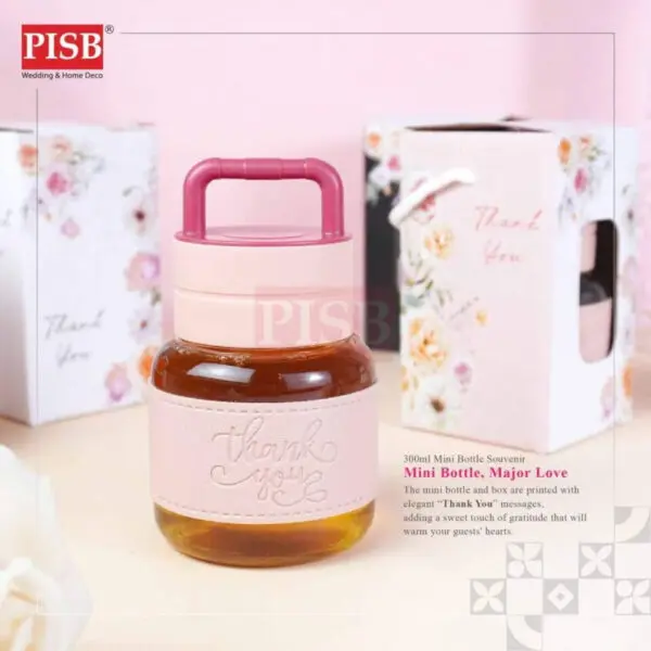 2147 (1Pcs) 300ML Mini Bottle Souvenir With Floral Printed Handle Box Doorgift Mini Botol Cawan Air Bekas Kaca Serbaguna