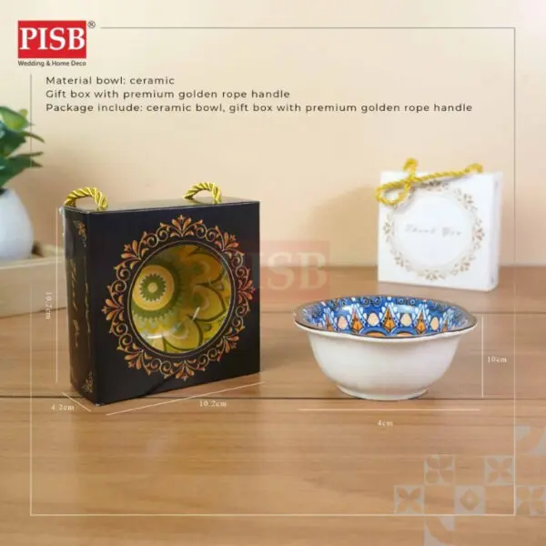 2144(20Pcs/Box)Turkish Bohemia Design Ceramic Bowl With Handle Box Set Wedding Doorgift Mangkuk Seramik (Random Design)