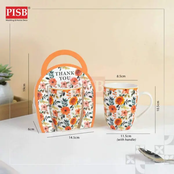 2424(48Set/Ctn)Souvenir Floral Ceramic Mug With Floral Gift Holder Box Doorgift Mug Cawan Seramik Murah Wedding Gift Mug