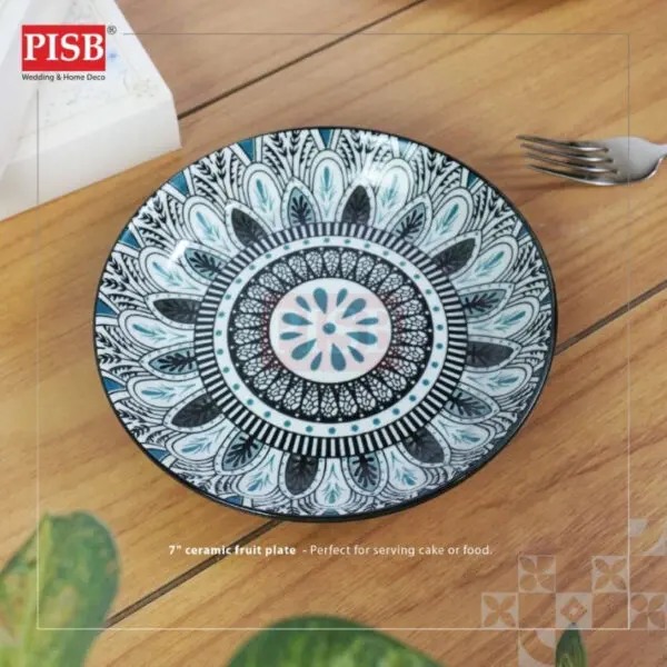 2474(80Sets/Ctn)Moroccan Style 7" Ceramic Fruits Plate Doorgift Souvenir Pinggan Piring Seramik Murah Wedding Gift Plate