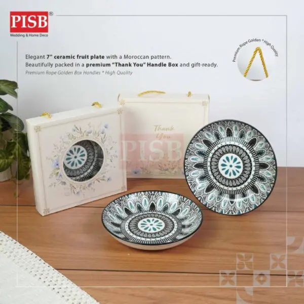 2474(80Sets/Ctn)Moroccan Style 7" Ceramic Fruits Plate Doorgift Souvenir Pinggan Piring Seramik Murah Wedding Gift Plate