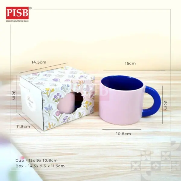 4b4f14e1ba702166e55e560d4455d2b6.jpeg 2426 (2Box/Pkt)(Random Colour)Duo Colour Ceramic Cup Set With Printed Handle Box Set Doorgift Souvenir Mug Cawan Murah