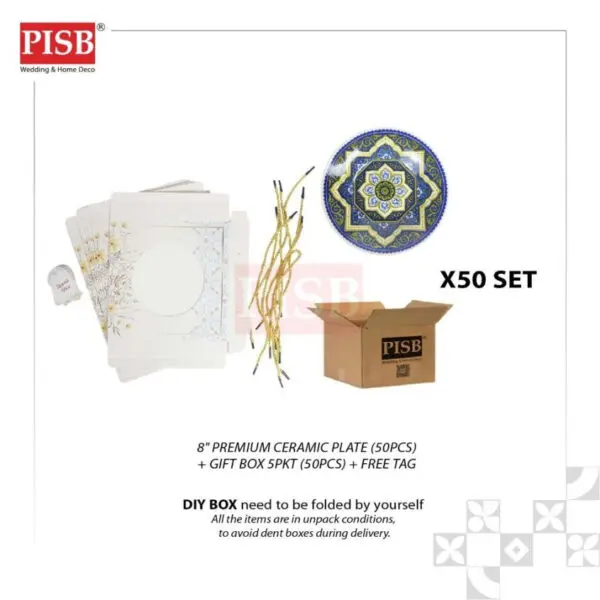 2476 (50Sets/Ctn) Premium Moroccan 8" Ceramic Plate Doorgift Souvenir Pinggan Piring Seramik Murah Wedding Gift Plate