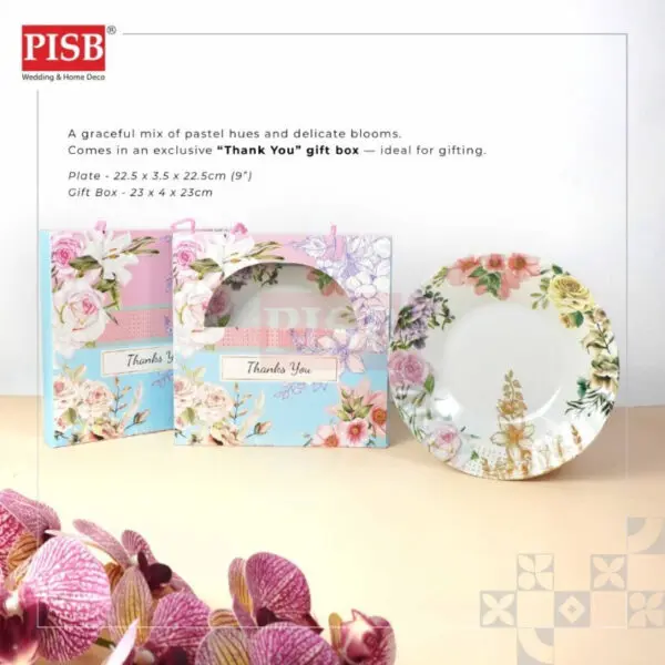 0350251036d75d061af970ab1d82c6dc.jpeg 0511 (100Sets) 9" Melamine Plate With Box Doorgift Souvenir Pinggan Piring Melamin Dengan Kotak Murah Wedding Gift Plate
