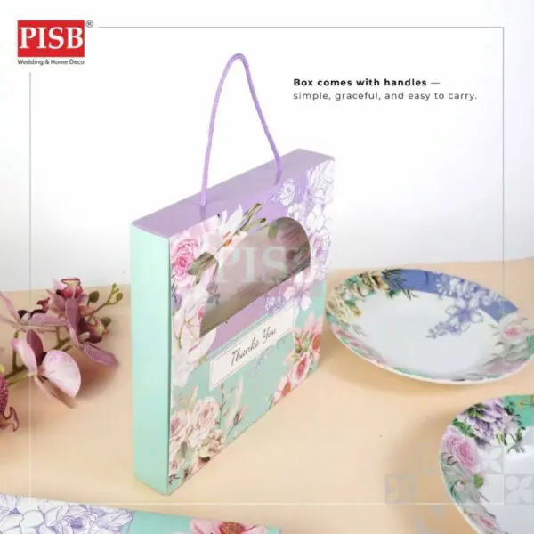 1f6d1a27c04a3b48413c717f61456cc7.jpeg 0511 (100Sets) 9" Melamine Plate With Box Doorgift Souvenir Pinggan Piring Melamin Dengan Kotak Murah Wedding Gift Plate