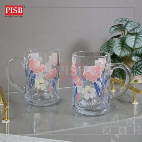 2016 (6Pcs/Box) Floral Glass Mug Set Drinking Glassware Doorgift Souvenir Mug Cawan Gelas Murah Wedding Gift Cup