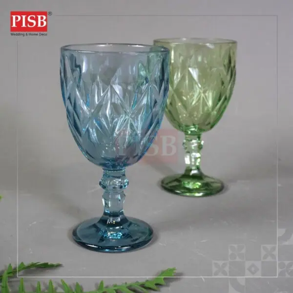 2010 (4Pcs/Box) 4 Colour Glass Diamond Dessert Cup Drinking Glassware Doorgift Souvenir Mug Cawan Gelas Murah