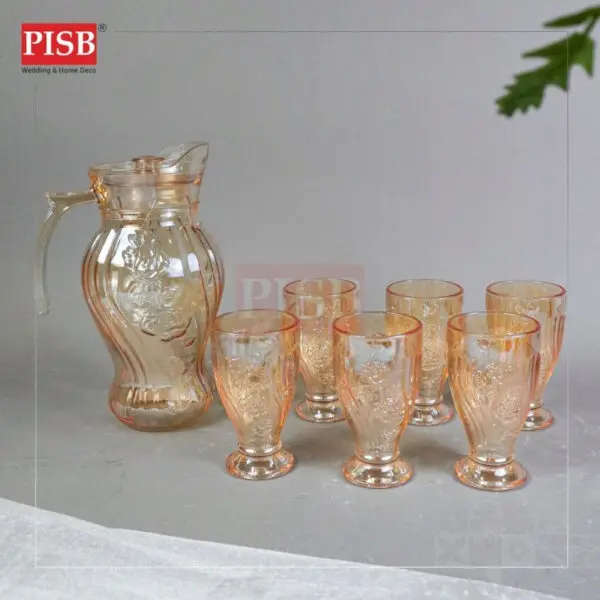 d170dbdf49fc5212bce9d9efa9da6b7d.jpeg 1051/53 Amber Transparent Jug Set Premium Thick Glass Jug Water With Cup Juice Serving Jug Set Jag Air Bersama Cawan