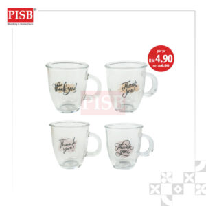 2008 (4Pcs/Box) Thank You Cup Glass Set Drinking Glassware Doorgift Souvenir Mug Cawan Gelas Murah Wedding Gift Cup