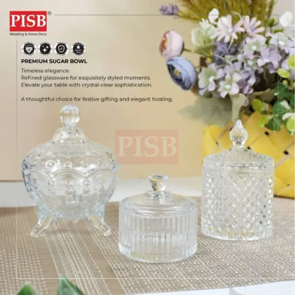 2227-29(1Pcs)Premium Sugar Bowl Doorgift Kaca Crystal Glass Doorgift Souvenir Bekas Kaca Goodies VIP Doorgift Exclusive