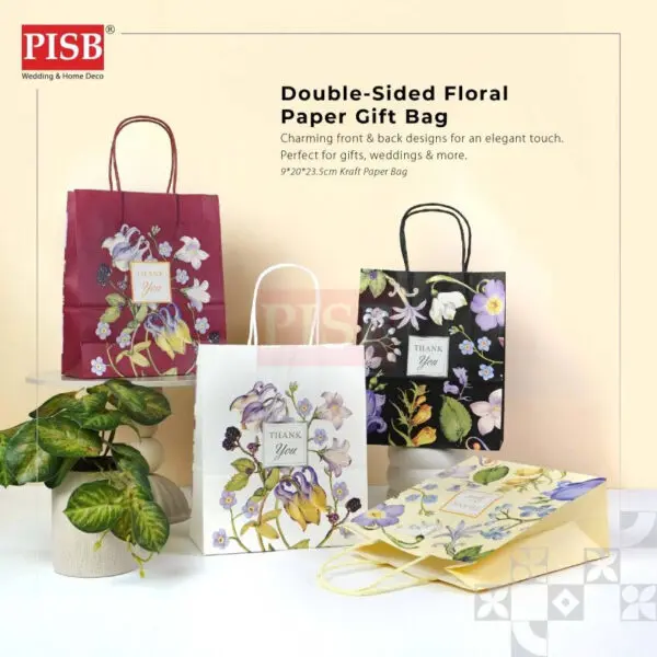 2164 (10Pcs/Pkt) Floral Kraft Design Paper Bag Gift Bag Retail Bag Color Kraft Paper Bag Beg Kertas Wedding Birthday Bag