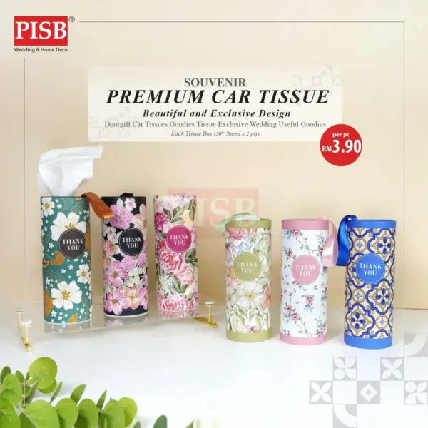 2155 (1PCS) Souvenir Premium Floral Car Tissue Facial Tissue Cylinder Tissue Box Tisu Kereta Tisu Kotak Doorgift Tisu