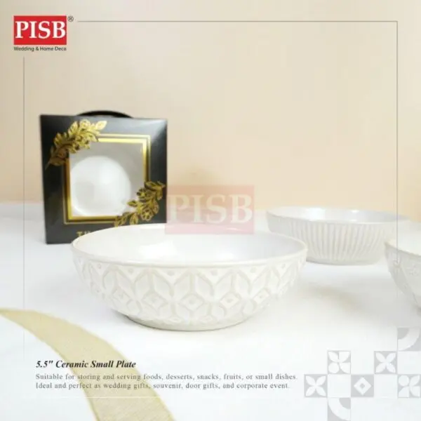 2385(50Set/Ctn)Bundle Deal 5.5 Ceramic Small Plate With Gift Box Wedding Doorgift Pinggan Mangkuk Seramik(Random Design)