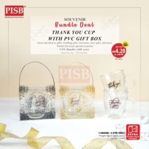 2008(100Sets/Ctn)Bundle Deal Thank You Glass Cup With PVC Gift Box Doorgift Souvenir Mug Cawan Gelas Drinking Glassware
