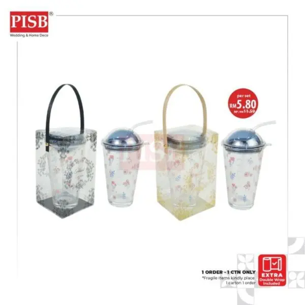 c027f8f74b06e175a0d724b94654cd98.jpeg 2009(50Set/Ctn)Bundle Deal 470ML Straw Glass With PVC Gift Box Travel Mug Water Bottle Viral Coffee Glass Doorgift Cawan
