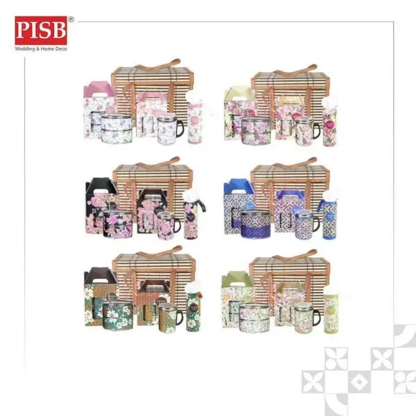 1826 Combo Deal 4Pcs Premium Gift Set Stainless Steel 2-Tier Tiffin Mug Car Tissue Bamboo Bag Mangkuk Tingkat Tisu Cawan