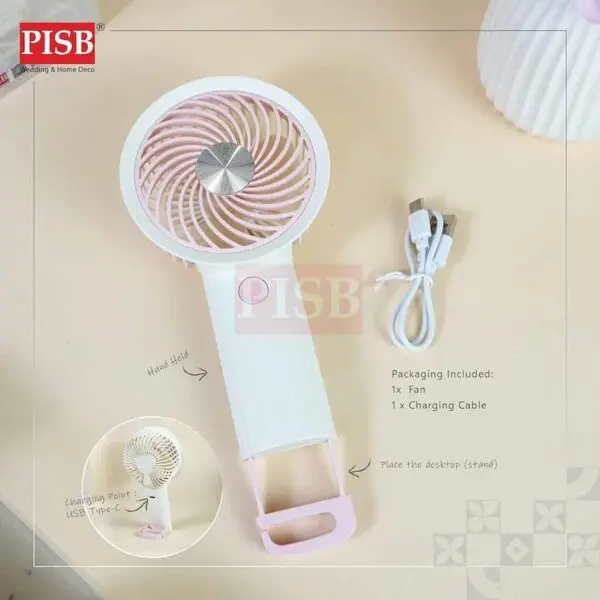 2169(1Pcs)(Random Colour)Handheld Fan Souvenir Portable USB Rechargeable Fan Adjustable Speed Kipas Tangan Mini Doorgift