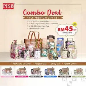 bc4d2cc1bb62be7c301ad8bbd82b9825.jpeg 1826 Combo Deal 4Pcs Premium Gift Set Stainless Steel 2-Tier Tiffin Mug Car Tissue Bamboo Bag Mangkuk Tingkat Tisu Cawan