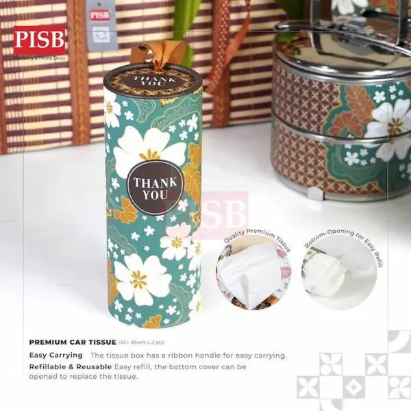 1826 Combo Deal 4Pcs Premium Gift Set Stainless Steel 2-Tier Tiffin Mug Car Tissue Bamboo Bag Mangkuk Tingkat Tisu Cawan