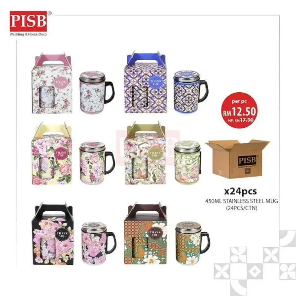 2156(24Pcs/Ctn)450ML Stainless Steel Mug With Handle Box Thermal Travel Coffee Tea Cup Mug Cawan Keluli Tahan Karat