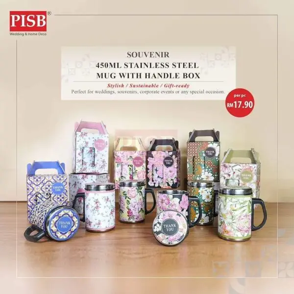 2156(1Pcs)450ML Stainless Steel Mug With Handle Box Thermal Travel Coffee Tea Cup Doorgift Mug Cawan Keluli Tahan Karat