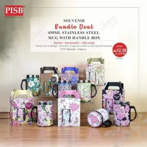2156(24Pcs/Ctn)450ML Stainless Steel Mug With Handle Box Thermal Travel Coffee Tea Cup Mug Cawan Keluli Tahan Karat