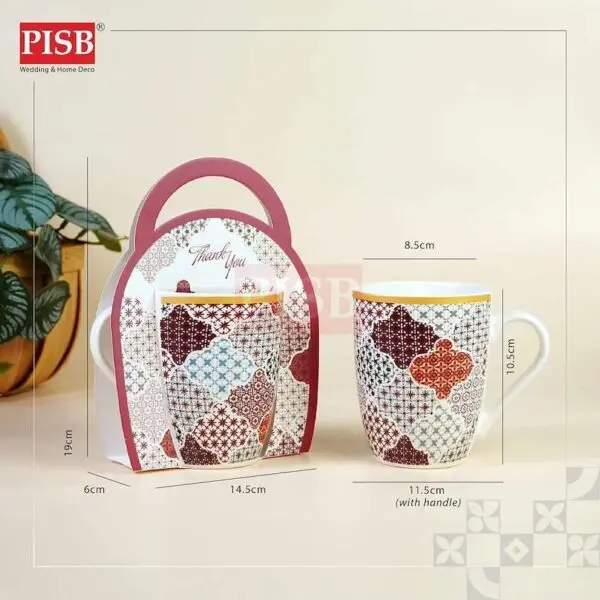 2446(48Sets/Ctn)Souvenir Mosaic Heritage Ceramic Mug With Gift Holder Box Doorgift Mug Cawan Seramik Murah Wedding Mug