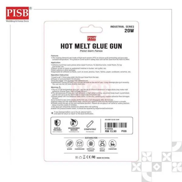 489fb8783a2076f5bf08345c1ed84836.jpeg 6334 Glue Gun 20W Electric Hot Melt Glue Gun Pistol Tembak Gam Panas (Without Glue Sticks)