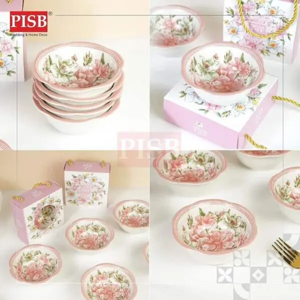 50d7988cbe8f833d46aa2deb8f7aa337.jpeg 2168(100Pcs/Box)Souvenir Floral Ceramic Bowl With Floral Handle Box Doorgift Mangkuk Seramik Bungaan Murah Wedding Gift