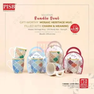 710bfbe69a9dcf81d0d9ddec8811bf5d.jpeg 2446(48Sets/Ctn)Souvenir Mosaic Heritage Ceramic Mug With Gift Holder Box Doorgift Mug Cawan Seramik Murah Wedding Mug