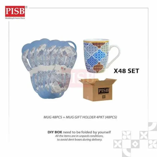 2446(48Sets/Ctn)Souvenir Mosaic Heritage Ceramic Mug With Gift Holder Box Doorgift Mug Cawan Seramik Murah Wedding Mug