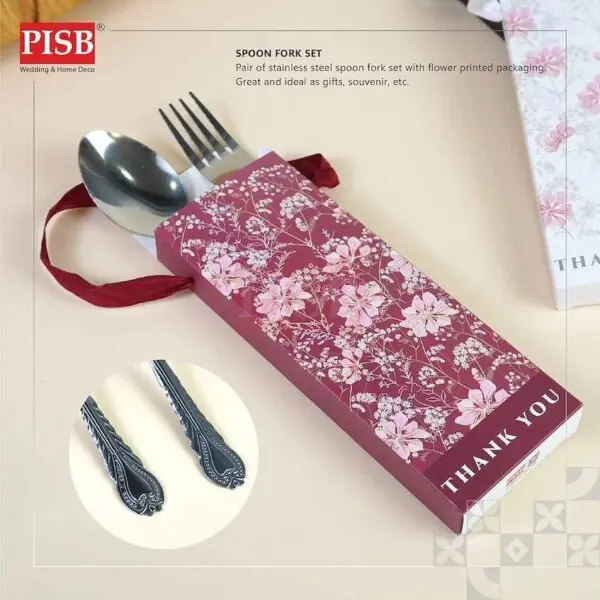 a35c39170406413fefa57f9437e9a748.jpeg 2170/71(100 Sets)Souvenir Tasbih Spoon Fork With Gift Box Doorgift Sudu Garfu Tasbih Manik 33 Biji Cutlery Prayer Sets