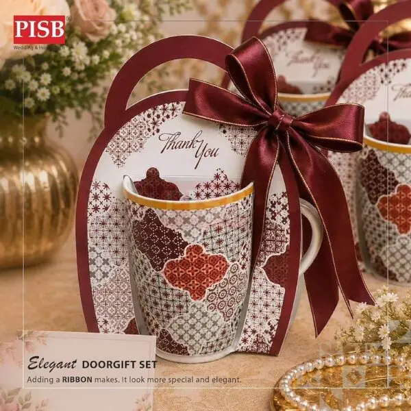 2446(48Sets/Ctn)Souvenir Mosaic Heritage Ceramic Mug With Gift Holder Box Doorgift Mug Cawan Seramik Murah Wedding Mug
