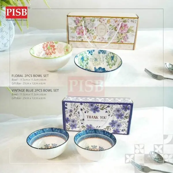 47f7441d7ac67b8196a3625d65bcfacf.jpeg 2001/02(50Set/Ctn)2Pcs Vintage Blue Floral Ceramic Bowl Set With Gift Box Doorgift Souvenir Mangkuk Seramik Wedding Gift