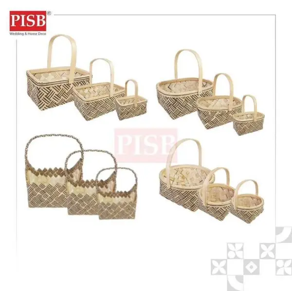 bb08766acb7b87c4a5c708d71758dae2.jpeg 1148/49/50/51 Woven Basket With Handle Bakul Buah Bakul Hamper Bakul Hantaran Bakul Anyaman Hiasan Picnic Basket