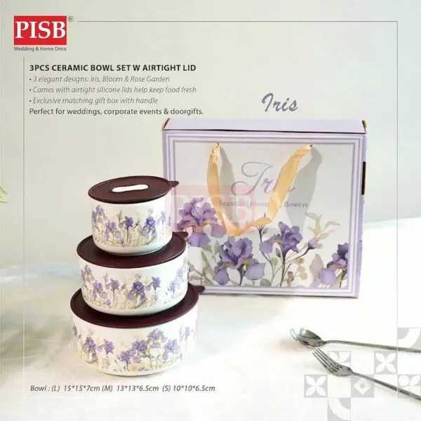e2896f369b23284307e1c8394f8d96e8.jpeg 2003/04/05 3Pcs Floral Ceramic Bowl Set With Airtight Lid Food Storage Kitchen Essential Mangkuk Seramik Murah Doorgift